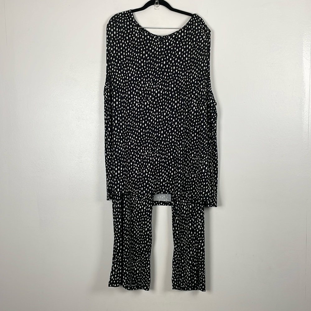 ULLA Popken Womens Plus Size Polka Dot Stretch Lightweight Sleeveless Pant Suit